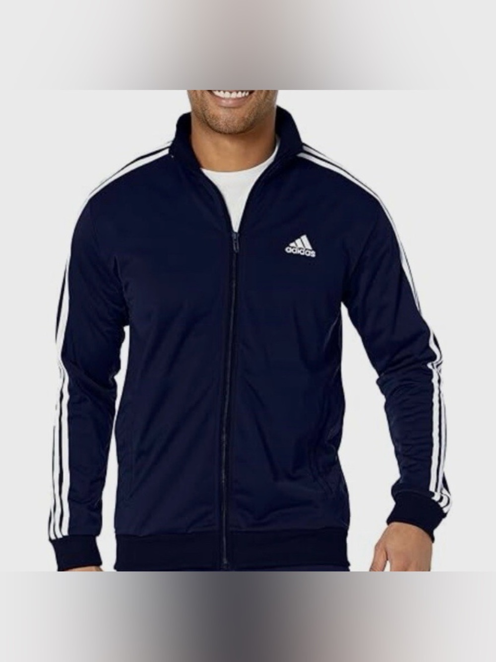 adidas Navy Track Jacket with White Three-Stripes